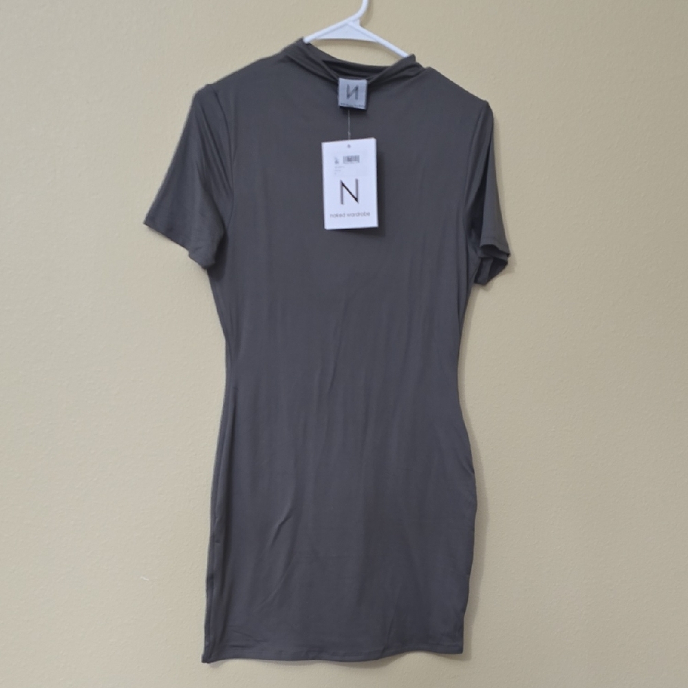 Naked Wardrobe Charcoal Short Sleeve Dress XL